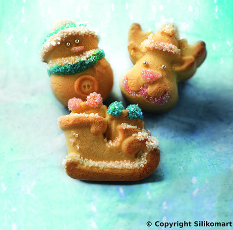 dolcetti realizzati con lo stampo in silicone Funny Christmas di Silikomart