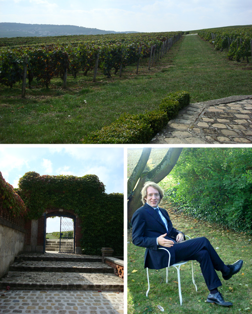 la Vigna (l'uva verrà trasformata in champagne Taittinger), la Porta e Clovis Taittinger | ©foto Sandra Longinotti 