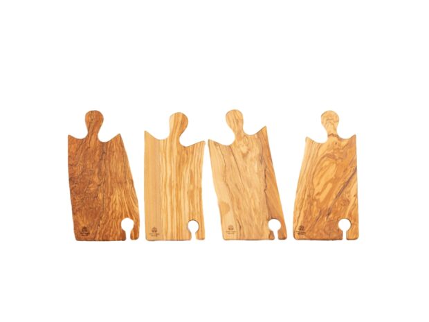 Set 4 taglieri in legno d’ulivo con foro per inserire il bicchiere [Arte Legno]